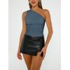 image:imageTrendy Queen Womens One Shoulder Tops  Asymmetrical Sleeveless Crop Tops Sexy Going Out amp Workout Shirts for WomenBlue