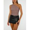image:imageTrendy Queen Womens One Shoulder Tops  Asymmetrical Sleeveless Crop Tops Sexy Going Out amp Workout Shirts for WomenCoffee Grey