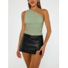 image:imageTrendy Queen Womens One Shoulder Tops  Asymmetrical Sleeveless Crop Tops Sexy Going Out amp Workout Shirts for WomenGreen