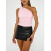 image:imageTrendy Queen Womens One Shoulder Tops  Asymmetrical Sleeveless Crop Tops Sexy Going Out amp Workout Shirts for WomenPink