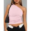 image:imageTrendy Queen Womens One Shoulder Tops  Asymmetrical Sleeveless Crop Tops Sexy Going Out amp Workout Shirts for WomenPink