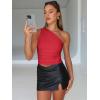 image:imageTrendy Queen Womens One Shoulder Tops  Asymmetrical Sleeveless Crop Tops Sexy Going Out amp Workout Shirts for WomenRed