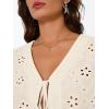 image:imageTrendy Queen Womens Summer Tops Cute Boho Blouses Beach Vacation Spring Outfits 2026 Tie Front Eyelet Embroidered ClothesApricot
