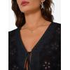 image:imageTrendy Queen Womens Summer Tops Cute Boho Blouses Beach Vacation Spring Outfits 2026 Tie Front Eyelet Embroidered ClothesBlack