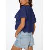 image:imageTrendy Queen Womens Summer Tops Cute Boho Blouses Beach Vacation Spring Outfits 2026 Tie Front Eyelet Embroidered ClothesDark Blue
