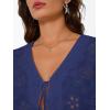 image:imageTrendy Queen Womens Summer Tops Cute Boho Blouses Beach Vacation Spring Outfits 2026 Tie Front Eyelet Embroidered ClothesDark Blue