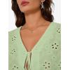 image:imageTrendy Queen Womens Summer Tops Cute Boho Blouses Beach Vacation Spring Outfits 2026 Tie Front Eyelet Embroidered ClothesLight Green