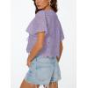 image:imageTrendy Queen Womens Summer Tops Cute Boho Blouses Beach Vacation Spring Outfits 2026 Tie Front Eyelet Embroidered ClothesLight Purple