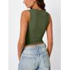 image:imageTrendy Queen Womens Tank Tops Double Lined Crop Sleeveless Going Out Camisole Summer Fashion Basic Soft Spring Clothes 2026Armygreen