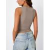 image:imageTrendy Queen Womens Tank Tops Double Lined Crop Sleeveless Going Out Camisole Summer Fashion Basic Soft Spring Clothes 2026Coffee Grey