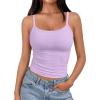 image:imageTrendy Queen Spaghetti Strap Crop Tank Tops for Women Cute Summer Camisoles for Teens Fitted Basic Layering Cami UndershirtsPurple
