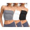 image:imageTrendy Queen Womens 3 Pack Tube Tops Crop Going Out Strapless Basic Backless Bandeau Bra Summer OutfitsWhite black grey