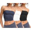 image:imageTrendy Queen Womens 3 Pack Tube Tops Crop Going Out Strapless Basic Backless Bandeau Bra Summer OutfitsWhite black navy