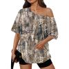 image:imageTrendy Queen Womens Off The Shoulder Tops Oversized TShirts Short Sleeve Tees Summer 2026 Casual Spring ClothesCamokhakigrey