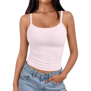 image:imageTrendy Queen Spaghetti Strap Crop Tank Tops for Women Cute Summer Camisoles for Teens Fitted Basic Layering Cami UndershirtsPink