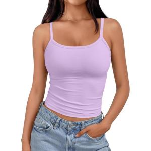 image:imageTrendy Queen Spaghetti Strap Crop Tank Tops for Women Cute Summer Camisoles for Teens Fitted Basic Layering Cami UndershirtsPurple