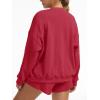 image:imageAnotherChill Womens Oversized Waffle Knit Lounge Set Long Sleeve Sweatshirt and High Waisted Shorts 2 Piece Casual OutfitBurgundy