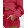 image:imageAnotherChill Womens Oversized Waffle Knit Lounge Set Long Sleeve Sweatshirt and High Waisted Shorts 2 Piece Casual OutfitBurgundy