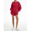 image:imageAnotherChill Womens Oversized Waffle Knit Lounge Set Long Sleeve Sweatshirt and High Waisted Shorts 2 Piece Casual OutfitBurgundy