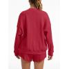 image:imageAnotherChill Womens Oversized Waffle Knit Lounge Set Long Sleeve Sweatshirt and High Waisted Shorts 2 Piece Casual OutfitBurgundy