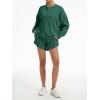 image:imageAnotherChill Womens Oversized Waffle Knit Lounge Set Long Sleeve Sweatshirt and High Waisted Shorts 2 Piece Casual OutfitPinegreen