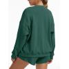 image:imageAnotherChill Womens Oversized Waffle Knit Lounge Set Long Sleeve Sweatshirt and High Waisted Shorts 2 Piece Casual OutfitPinegreen