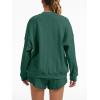 image:imageAnotherChill Womens Oversized Waffle Knit Lounge Set Long Sleeve Sweatshirt and High Waisted Shorts 2 Piece Casual OutfitPinegreen