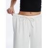 image:imageAnotherChill Womens Crepe Wide Leg Pants Casual Wrinkle Resistant Breathable Lightweight Trousers for Spring SummerOffwhite