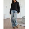 image:imageTrendy Queen Cable Knit Oversized Sweaters Womens Cozy Pullover Sweater Fall Winter ClothesBlack
