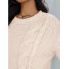 image:imageTrendy Queen Cable Knit Oversized Sweaters Womens Cozy Pullover Sweater Fall Winter ClothesCream