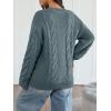 image:imageTrendy Queen Cable Knit Oversized Sweaters Womens Cozy Pullover Sweater Fall Winter ClothesDark Sage