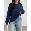 image:imageTrendy Queen Cable Knit Oversized Sweaters Womens Cozy Pullover Sweater Fall Winter ClothesNavy
