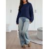 image:imageTrendy Queen Cable Knit Oversized Sweaters Womens Cozy Pullover Sweater Fall Winter ClothesNavy