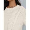 image:imageTrendy Queen Cable Knit Oversized Sweaters Womens Cozy Pullover Sweater Fall Winter ClothesWhite