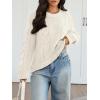 image:imageTrendy Queen Cable Knit Oversized Sweaters Womens Cozy Pullover Sweater Fall Winter ClothesWhite