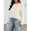 image:imageTrendy Queen Cable Knit Oversized Sweaters Womens Cozy Pullover Sweater Fall Winter ClothesWhite