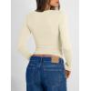 image:imageTrendy Queen Long Sleeve Shirts for Women 2026 Fall Fashion V Neck Basics Crop Tops Slim Fitted Y2K Tops Outfits ClothesApricot