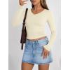 image:imageTrendy Queen Long Sleeve Shirts for Women 2026 Fall Fashion V Neck Basics Crop Tops Slim Fitted Y2K Tops Outfits ClothesApricot