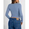 image:imageTrendy Queen Long Sleeve Shirts for Women 2026 Fall Fashion V Neck Basics Crop Tops Slim Fitted Y2K Tops Outfits ClothesBlue Gray