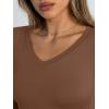 image:imageTrendy Queen Long Sleeve Shirts for Women 2026 Fall Fashion V Neck Basics Crop Tops Slim Fitted Y2K Tops Outfits ClothesBrown
