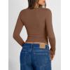 image:imageTrendy Queen Long Sleeve Shirts for Women 2026 Fall Fashion V Neck Basics Crop Tops Slim Fitted Y2K Tops Outfits ClothesBrown