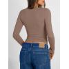 image:imageTrendy Queen Long Sleeve Shirts for Women 2026 Fall Fashion V Neck Basics Crop Tops Slim Fitted Y2K Tops Outfits ClothesCoffee Grey