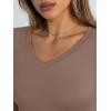 image:imageTrendy Queen Long Sleeve Shirts for Women 2026 Fall Fashion V Neck Basics Crop Tops Slim Fitted Y2K Tops Outfits ClothesCoffee Grey
