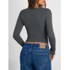 image:imageTrendy Queen Long Sleeve Shirts for Women 2026 Fall Fashion V Neck Basics Crop Tops Slim Fitted Y2K Tops Outfits ClothesGray