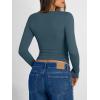 image:imageTrendy Queen Long Sleeve Shirts for Women 2026 Fall Fashion V Neck Basics Crop Tops Slim Fitted Y2K Tops Outfits ClothesHaze Blue