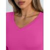 image:imageTrendy Queen Long Sleeve Shirts for Women 2026 Fall Fashion V Neck Basics Crop Tops Slim Fitted Y2K Tops Outfits ClothesHot Pink
