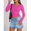image:imageTrendy Queen Long Sleeve Shirts for Women 2026 Fall Fashion V Neck Basics Crop Tops Slim Fitted Y2K Tops Outfits ClothesHot Pink