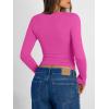 image:imageTrendy Queen Long Sleeve Shirts for Women 2026 Fall Fashion V Neck Basics Crop Tops Slim Fitted Y2K Tops Outfits ClothesHot Pink