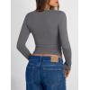 image:imageTrendy Queen Long Sleeve Shirts for Women 2026 Fall Fashion V Neck Basics Crop Tops Slim Fitted Y2K Tops Outfits ClothesLight Gray