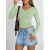 image:imageTrendy Queen Long Sleeve Shirts for Women 2026 Fall Fashion V Neck Basics Crop Tops Slim Fitted Y2K Tops Outfits ClothesLight Green